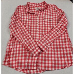 Old Navy Plaid Flannel Pink Check Button-Up Shirt Women's Size XXL